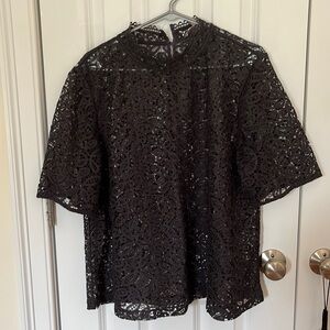 Loft Gray/Grey Lace Crochet Blouse